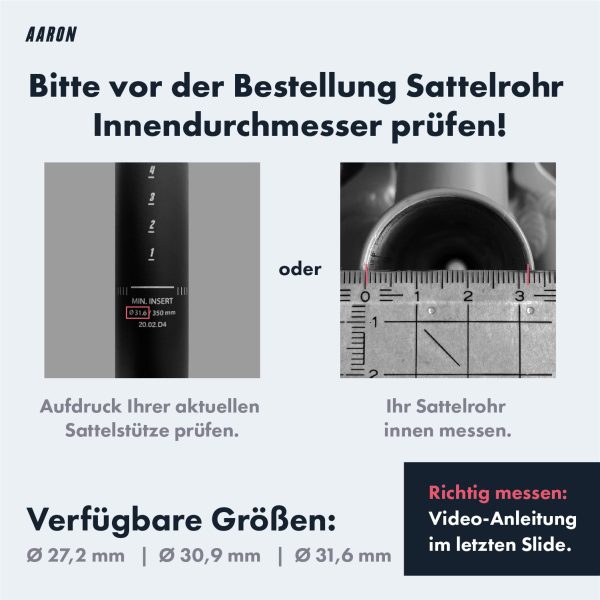 AARON Spring Federsattelstütze mit Gratis Sattel - Sattelstütze in 27,2, 30,9 oder 31,6 mm Schn?ppchen – Bild 3