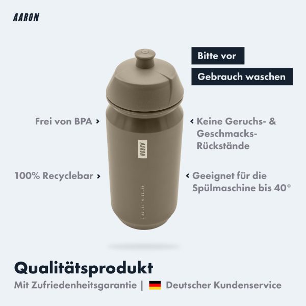 AARON ECO Fahrrad Trinkflasche - 100% Biologisch Abbaubar, BPA-frei - Beige Online – Bild 2