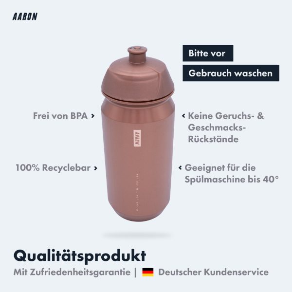 AARON ECO Fahrrad Trinkflasche - 100% Biologisch Abbaubar, BPA-frei - Bronze Zu verkaufen – Bild 2