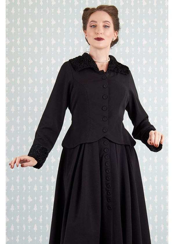 Miss Candyfloss Siliva Lou Faux-Fur 40 s Blazer Jacke Schwarz Online-Verkauf – Bild 3