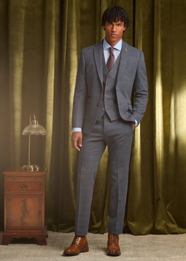 Antique Rogue Lenox Check Tweed Weste Denim Braun Online-Schn?ppchen