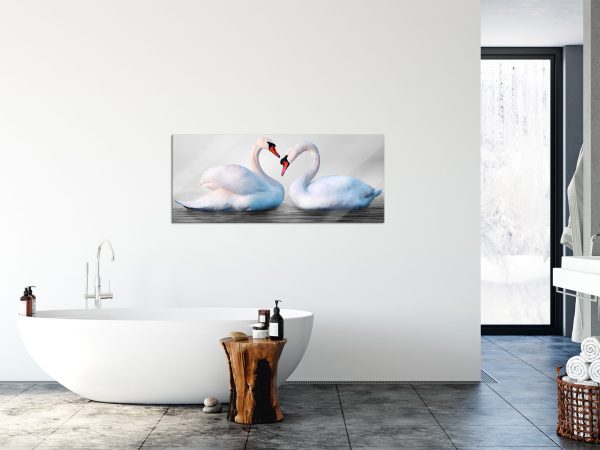 Schwäne auf dem Wasser, Glasbild Panorama Angebot – Bild 4
